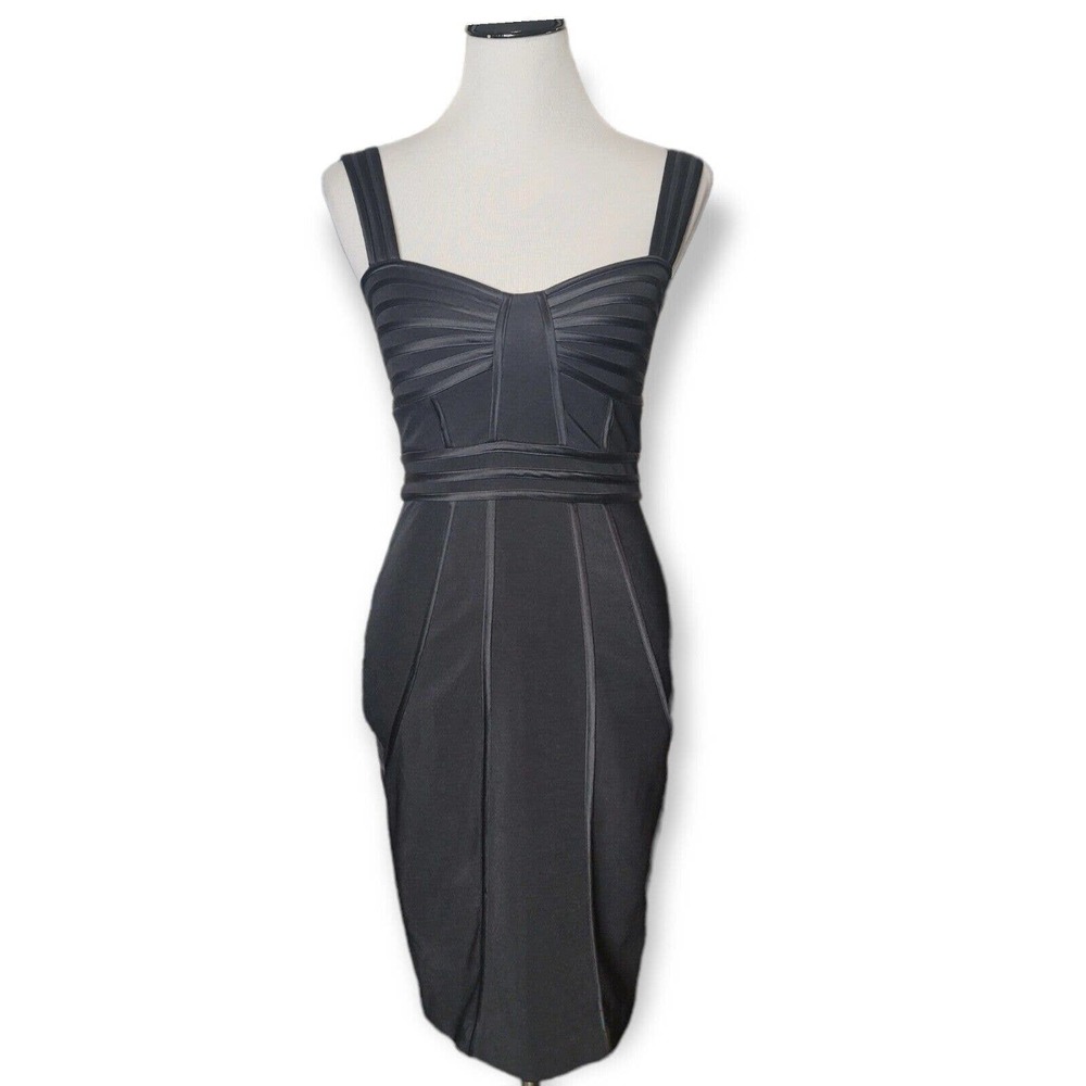 Cache Vintage Bandage 90s Y2K Black Corset Style Mini Party Dress Size 2